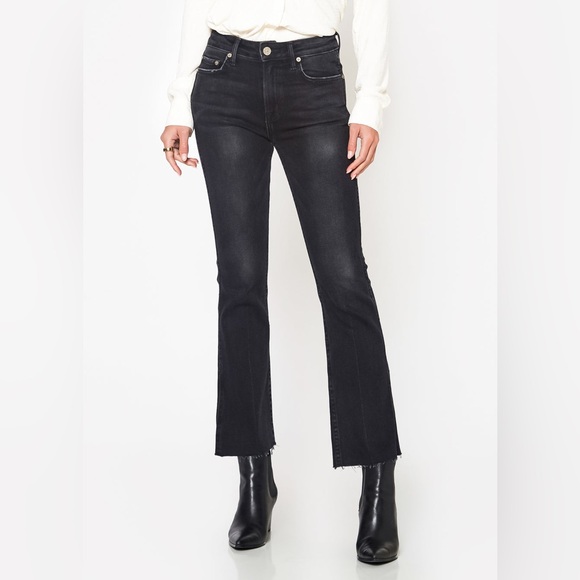 NOEND Los Angeles Farrah Kick Flare Jeans Black Mid Rise Women’s 30 Raw Hem